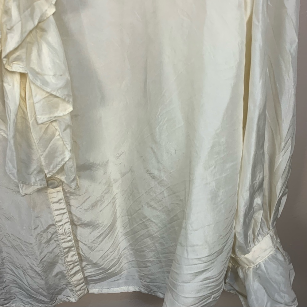 VTG Sophisticates Jonathan Martin 100% Silk Tunic Blouse Ruffle Collar Cuff - Picture 2 of 11